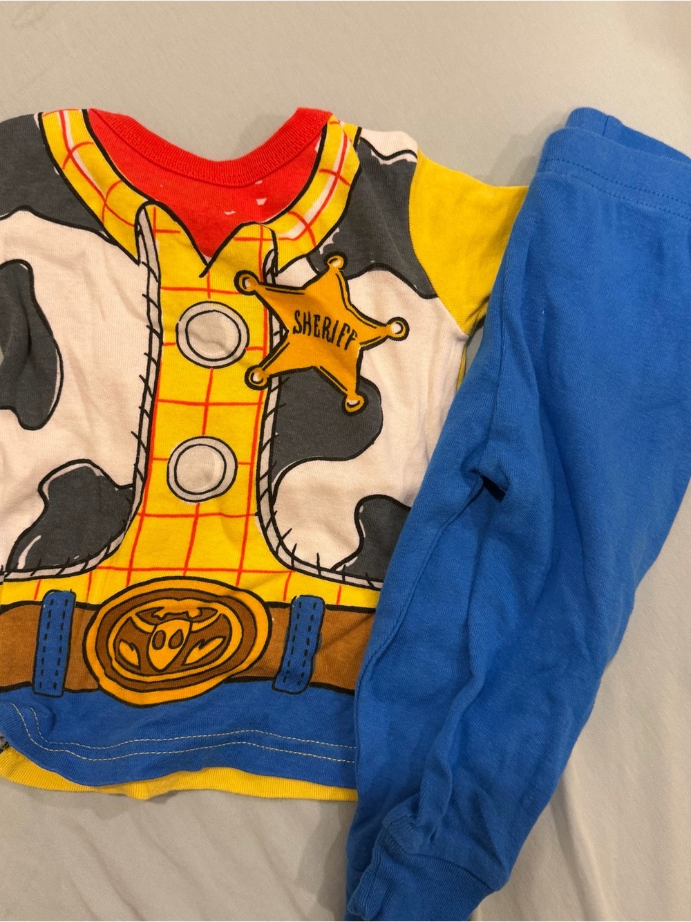 Disney Woody Sheriff Costume Pajama Set in Yellow, Blue, Red